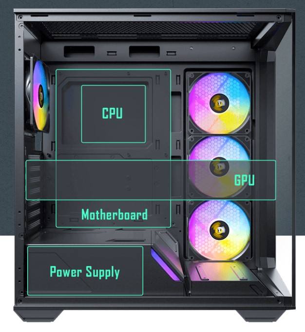 Antec C3 ARGB - Black, Mid Tower, ATX/Micro-ATX/ITX, 270° Tempered Glass, USB-C, 4× PWM ARGB Fans, 360mm Radiator, 2Yr Wty image 2