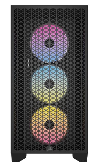 Corsair 3000D RGB AIRFLOW Mid-Tower PC Case - Black, ATX, 360 GPU, 170 CPU cooler, 220 PSU, 3x AR120 RGB, 2x USB-A 3.2 Gen 1 image 2