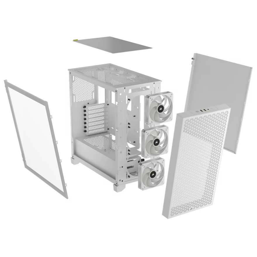 Corsair 3000D RGB AIRFLOW Mid-Tower PC Case - White, ATX, 360 GPU, 170 CPU cooler, 220 PSU, 3x AR120 RGB, 2x USB-A Gen 1 image 4