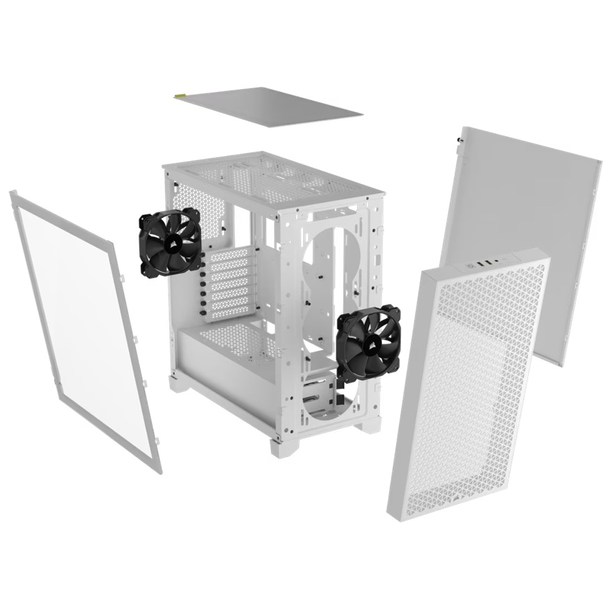Corsair 3000D AIRFLOW Mid-Tower PC Case - White, Tempered Glass, ATX, 360mm GPU, 170mm CPU, 360mm radiator, 7 slots, USB 3.2, Dust Filtered, 2yr wty image 4