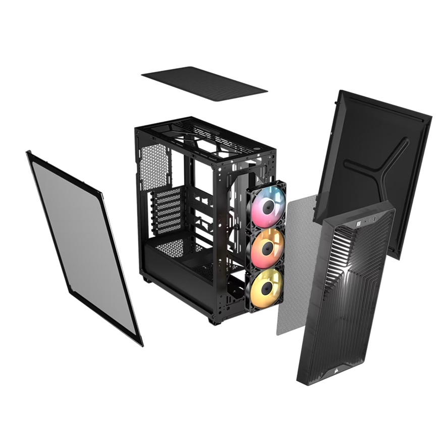 Corsair 3200D RS ARGB Mid-Tower PC Case -Smoke, ATX mATX ITX, TG panel, ARGB fans, 400mm GPU, 165mm CPU, 360mm rad, USB-C, 7 slots, 2x2.5 1x3.5, 2yr w image 3