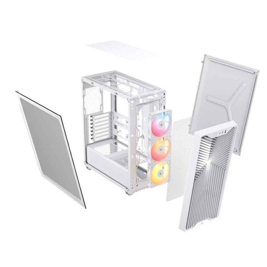 Corsair 3200D RS ARGB Mid-Tower PC Case- White, ATX mATX ITX, TG panel, ARGB fans, 400mm GPU, 165mm CPU, 360mm rad, USB-C, 7 slots, 2x2.5 1x3.5, 2yr w image 3