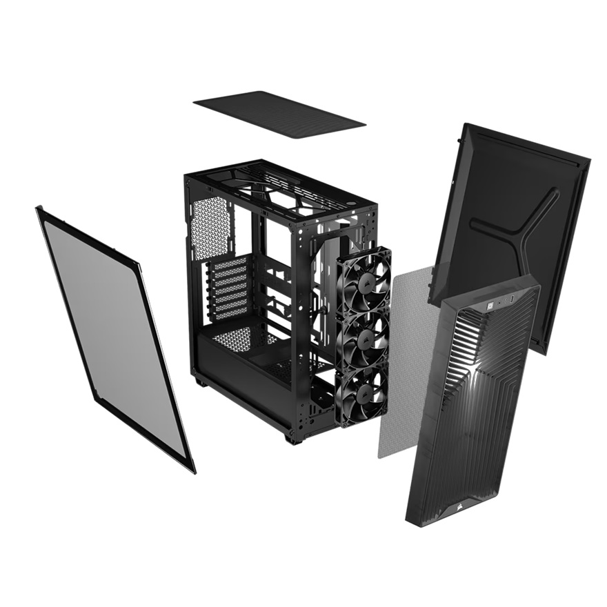 Corsair 3200D RS Mid-Tower PC Case - Smoke, ATX mATX ITX, TG panel, 400mm GPU, 165mm CPU, 360mm rad, USB-C, 7 slots, 2x2.5 1x3.5, 2yr wty, steel TG image 3