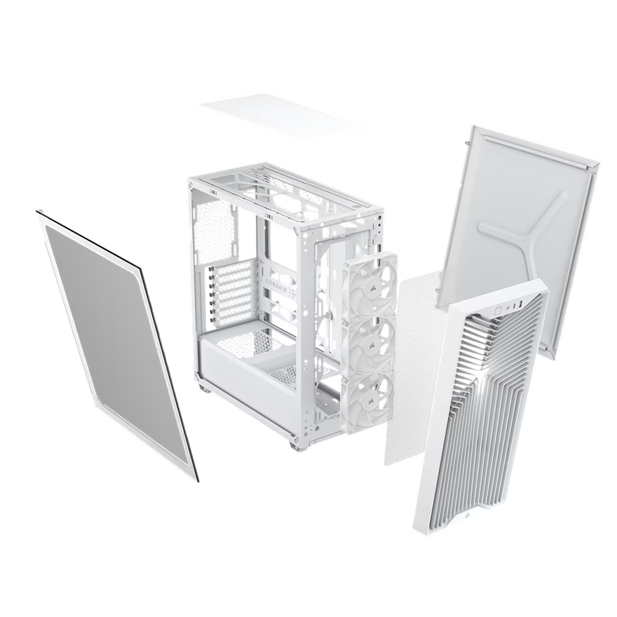 Corsair 3200D RS Mid-Tower PC Case - White, ATX mATX ITX, TG panel, 400mm GPU, 165mm CPU, 360mm rad, USB-C, 7 slots, 2x2.5 1x3.5, 2yr wty, steel TG image 3
