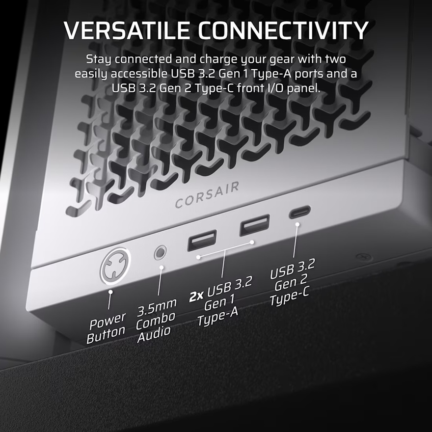 Corsair FRAME 4000D Modular Mid-Tower PC Case - White, ATX, 430mm GPU, 170mm CPU cooler, 360mm rad, 1x HD Audio, 1x USB-C 3.2 Gen 2 image 3