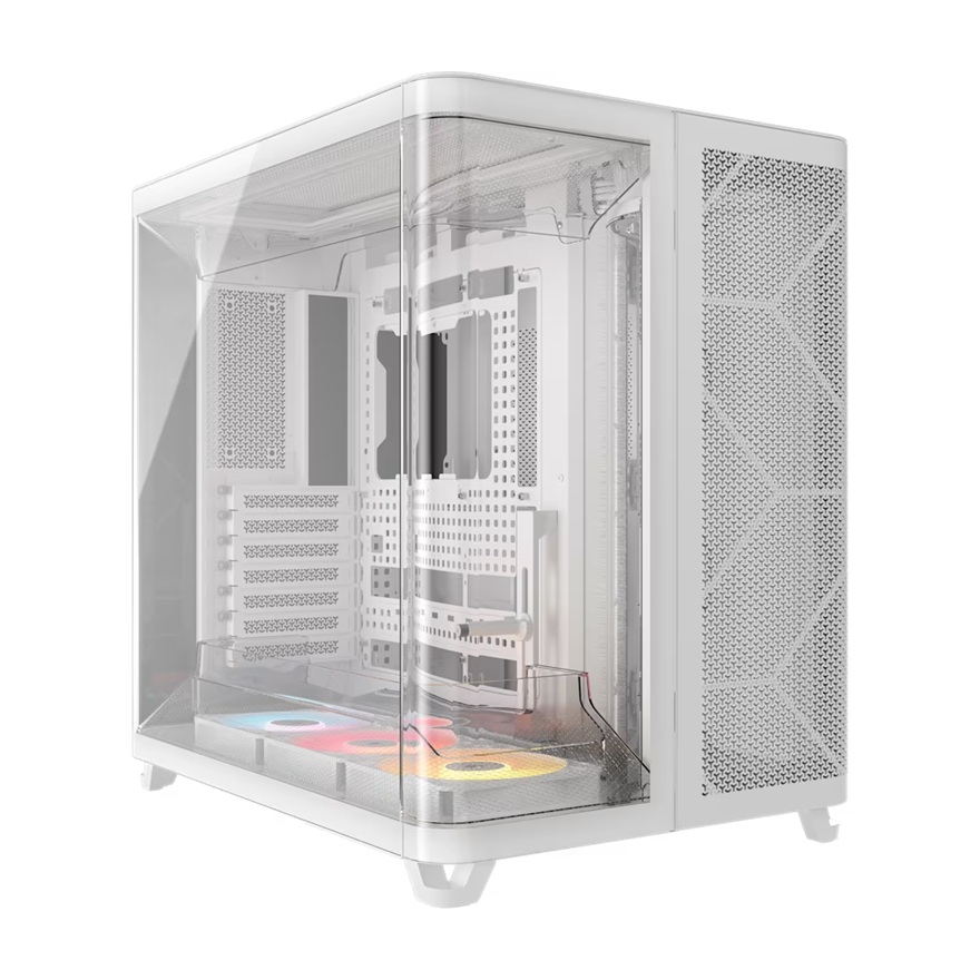 Corsair AIR 5400 RS-R ARGB Mid-Tower ATX Case - White, Triple-Chamber, 360mm Rad Support, Glass Panels, USB-C, ATX/E-ATX, 2x SSD, 1x HDD