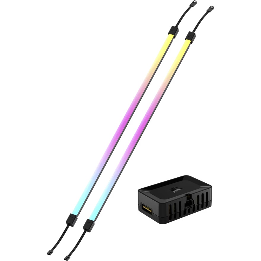Corsair iCUE LINK LS350 Aurora RGB Light Strips - 350mm Kit– 350×10×10mm, magnetic mount, black, addressable LEDs image 2