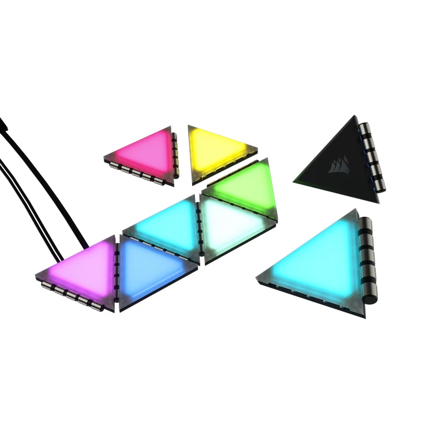 Corsair iCUE LC100 Case Accent Lighting Panels - Mini Triangle - 9x Tile Expansion Kit (LS) image 2