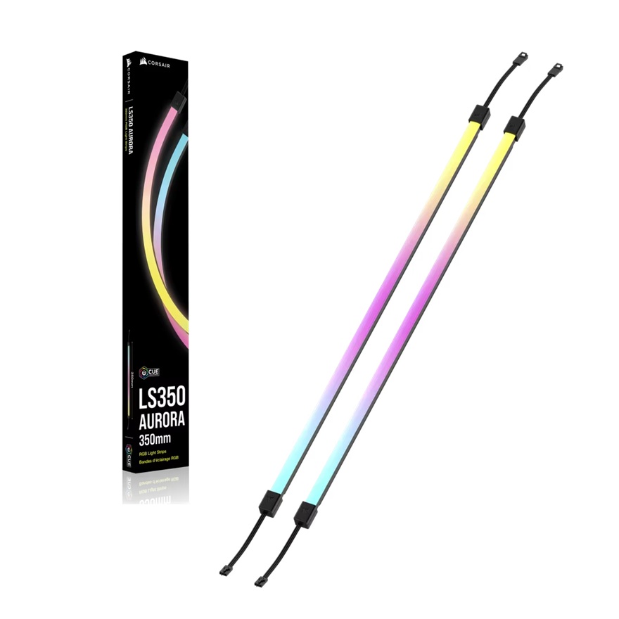 Corsair LS350 Aurora RGB Light Strips - 350mm – 350×10×10mm, black, magnetic mount, addressable LEDs, iCUE compatible, flexible