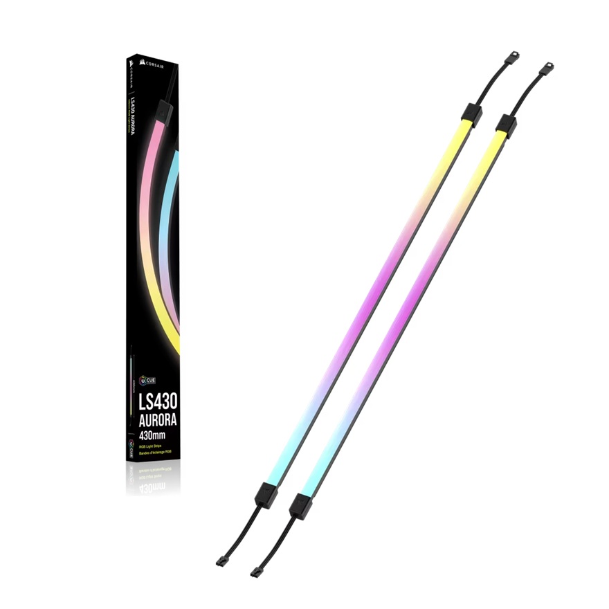 Corsair LS430 Aurora RGB Light Strips - 430mm – 430×10×10mm, black, magnetic mount, addressable LEDs, iCUE compatible, flexible