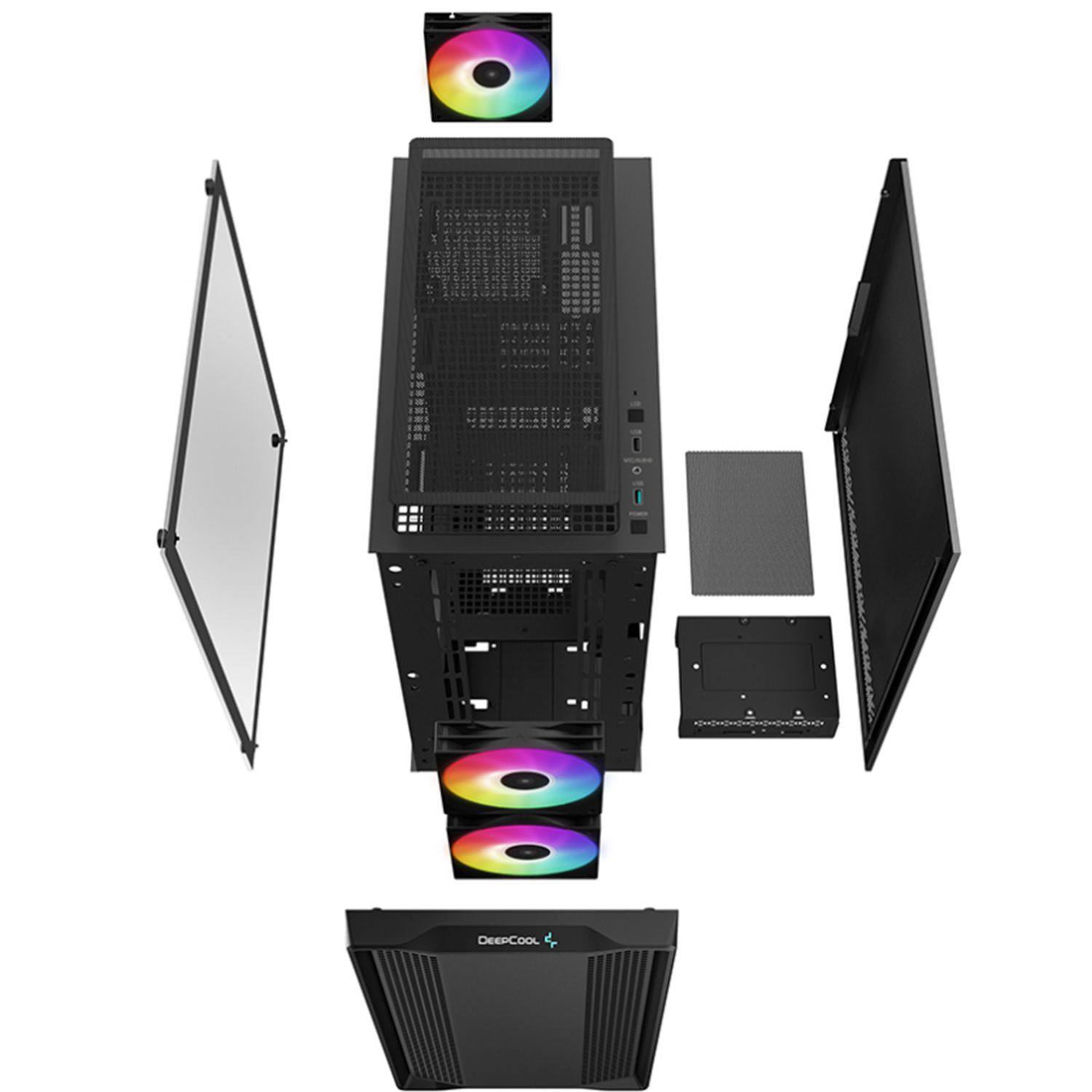 DeepCool CC360 ARGB Micro-ATX Case 3x120mm Pre-Installed ARGB Fans ,Tempered Glass Panel, Front USB3.0×1、USB2.0×1、Audio×1 image 3
