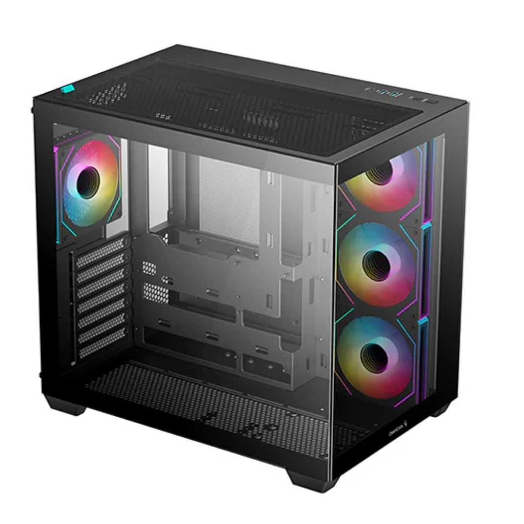 DeepCool CG530 4F ATX Case, Tempered Glass, 4 Pre-Instaled Fans, USB3.0×2、Gen2 Type-C x1、Audio/Mic×1, Cable,  Supports Rear Connector image 3