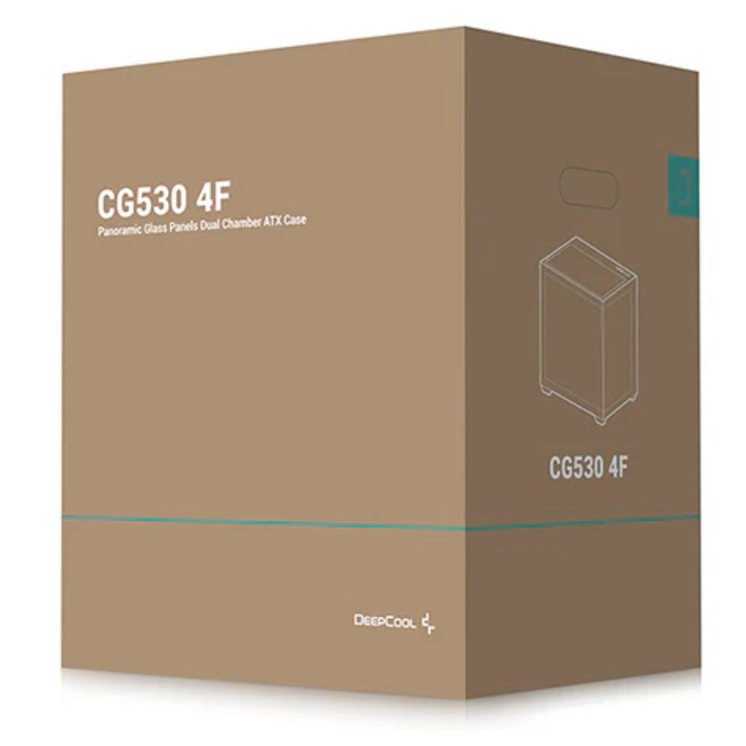 DeepCool CG530 4F ATX Case, Tempered Glass, 4 Pre-Instaled Fans, USB3.0×2、Gen2 Type-C x1、Audio/Mic×1, Cable,  Supports Rear Connector image 4