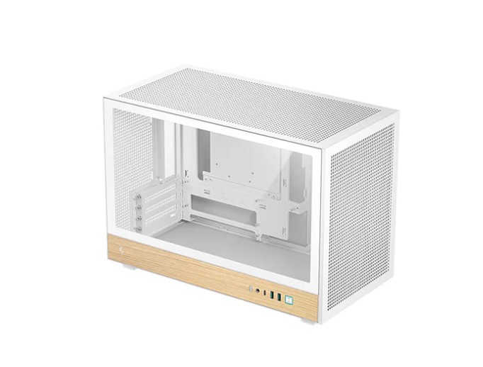DeepCool CH260 Wood White High Airflow Compact Micro-ATX Wood Grain Case.USB3.0×2、Gen2 Type-C x1、Audio/Mic×1