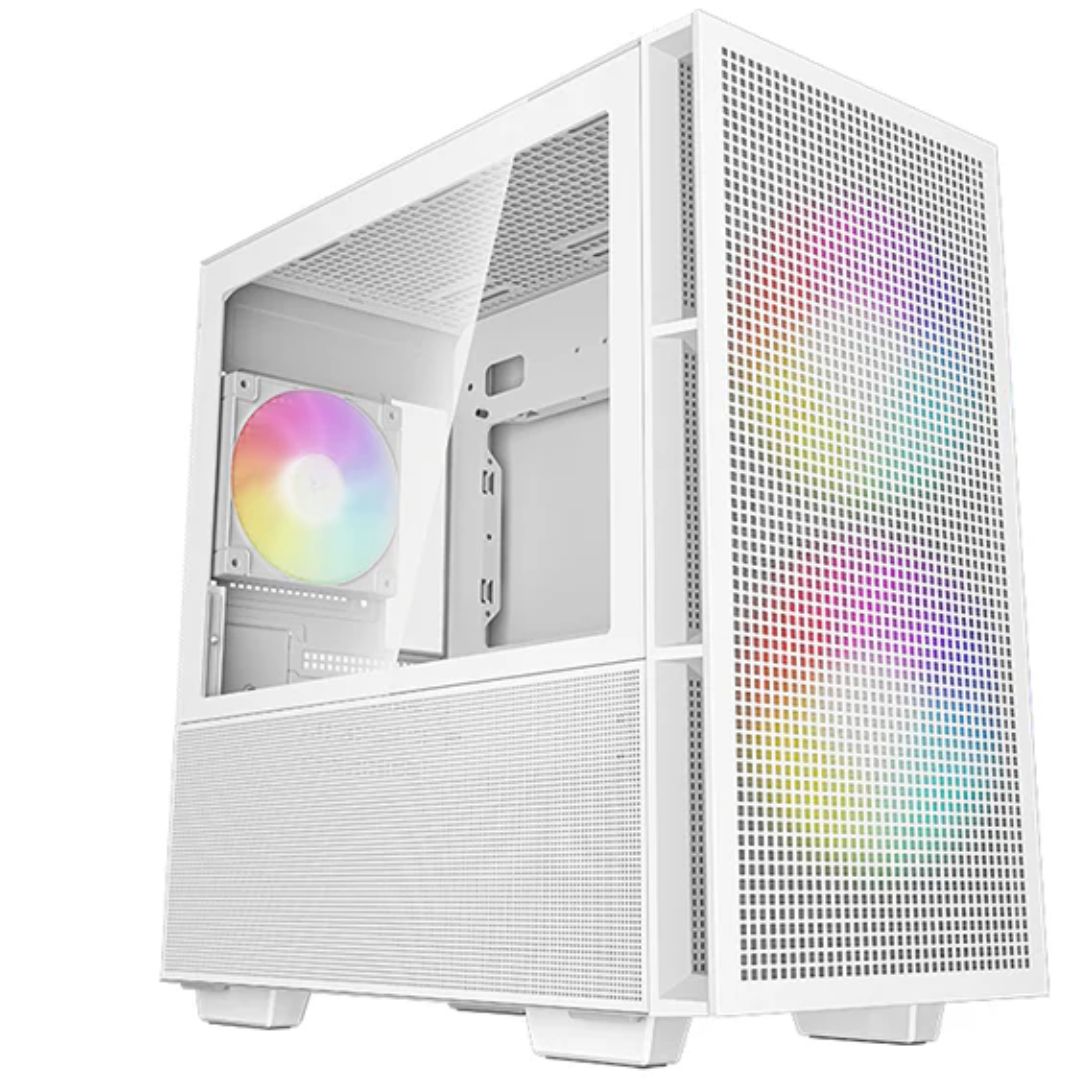 DeepCool CH360 Digital White Micro ATX Case, Digital Status Display, Tempered Glass Window,1x USB 3.0, 1x USB-C, HD Aud (LS)