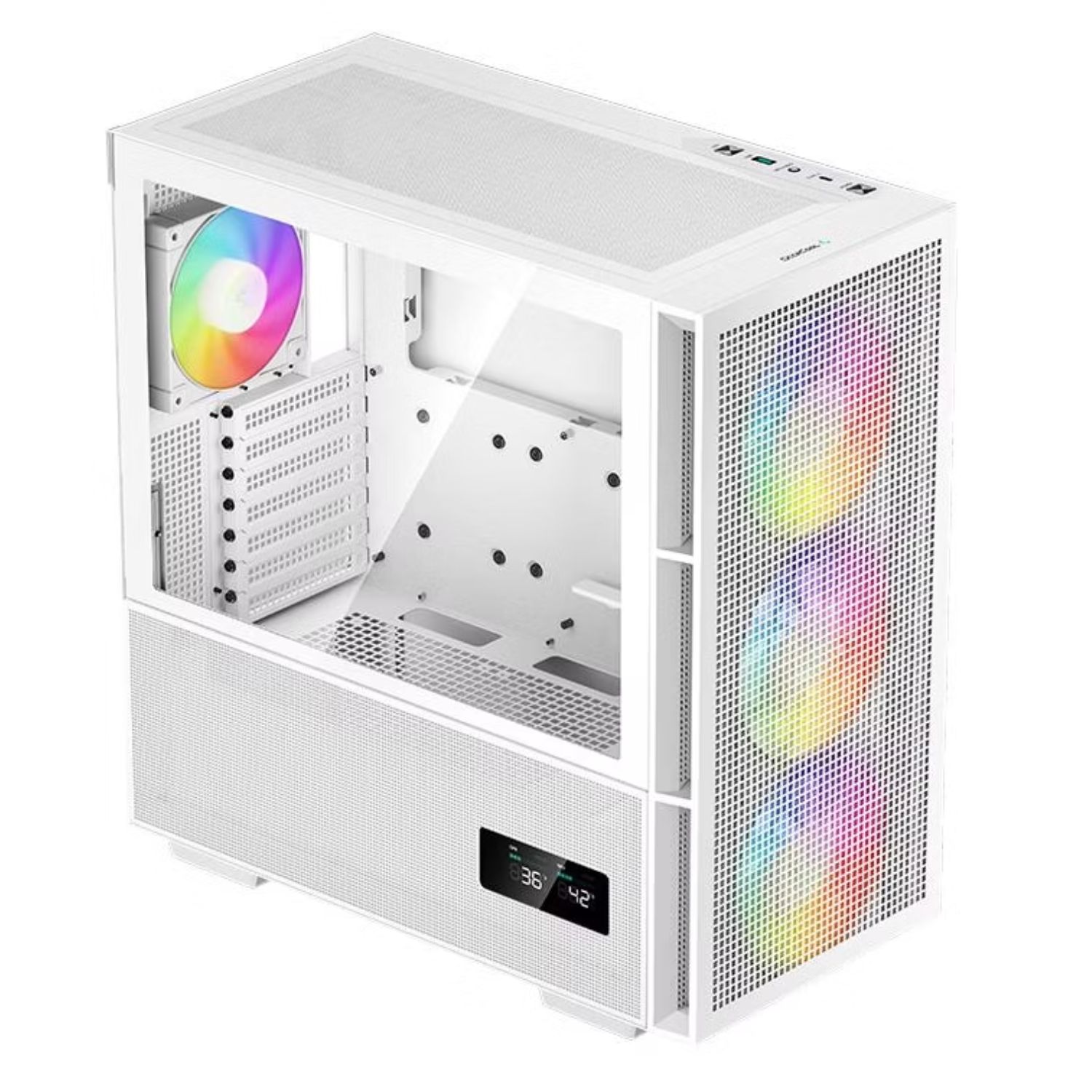 DeepCool CH560 DIGITAL White High Airflow Mid-Tower ATX Case, Digital Status Display, Magnetic Hybrid Mesh, 3 Pre-Installed 140mm Fans (LS) image 2