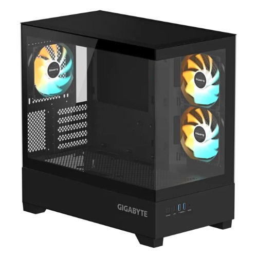Gigabyte C201 PANORAMIC, Mid Tower, mini-ITX/m-ATX, Black, H431x W242x D430 mm, 5 Slots, USB 3.0 x2, H=502 W=313 D=525 mm image 3