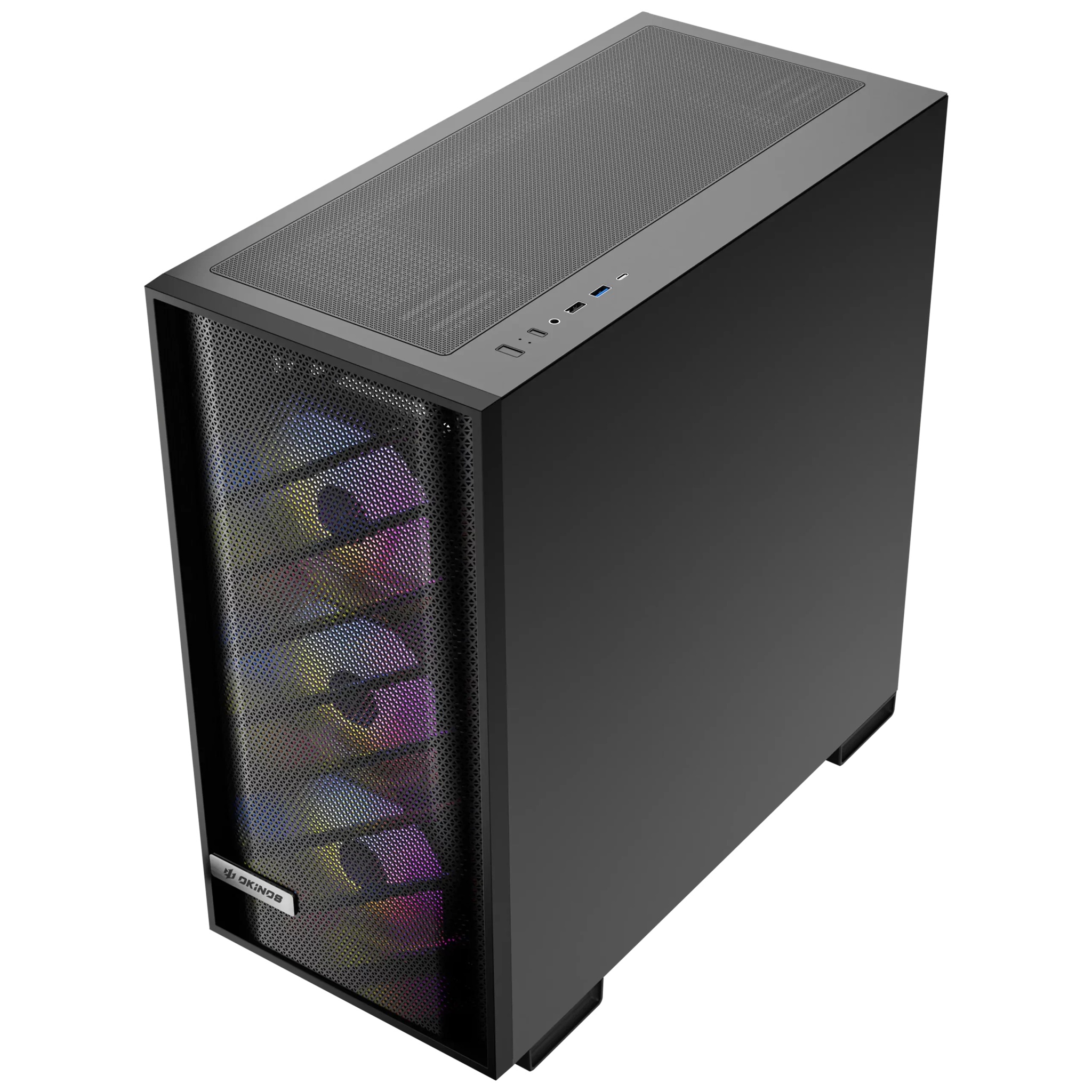 OKINOS 612 ARGB Mid Tower ATX case, tempered glass, USB-C 5Gbps, 4x120mm ARGB fans, 405mm GPU, 175mm CPU, 360mm radiator support image 2