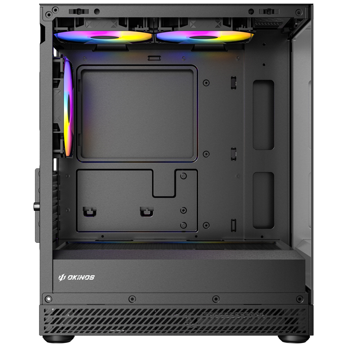 OKINOS AQUA UNO BLACK, Mini Tower, Micro-ATX/ITX, tempered glass, 3×120mm ARGB fans, USB 3.0 + Type-C, ≤309mm GPU, ≤165mm CPU cooler, steel image 3