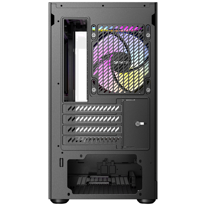 OKINOS AQUA UNO BLACK, Mini Tower, Micro-ATX/ITX, tempered glass, 3×120mm ARGB fans, USB 3.0 + Type-C, ≤309mm GPU, ≤165mm CPU cooler, steel image 4