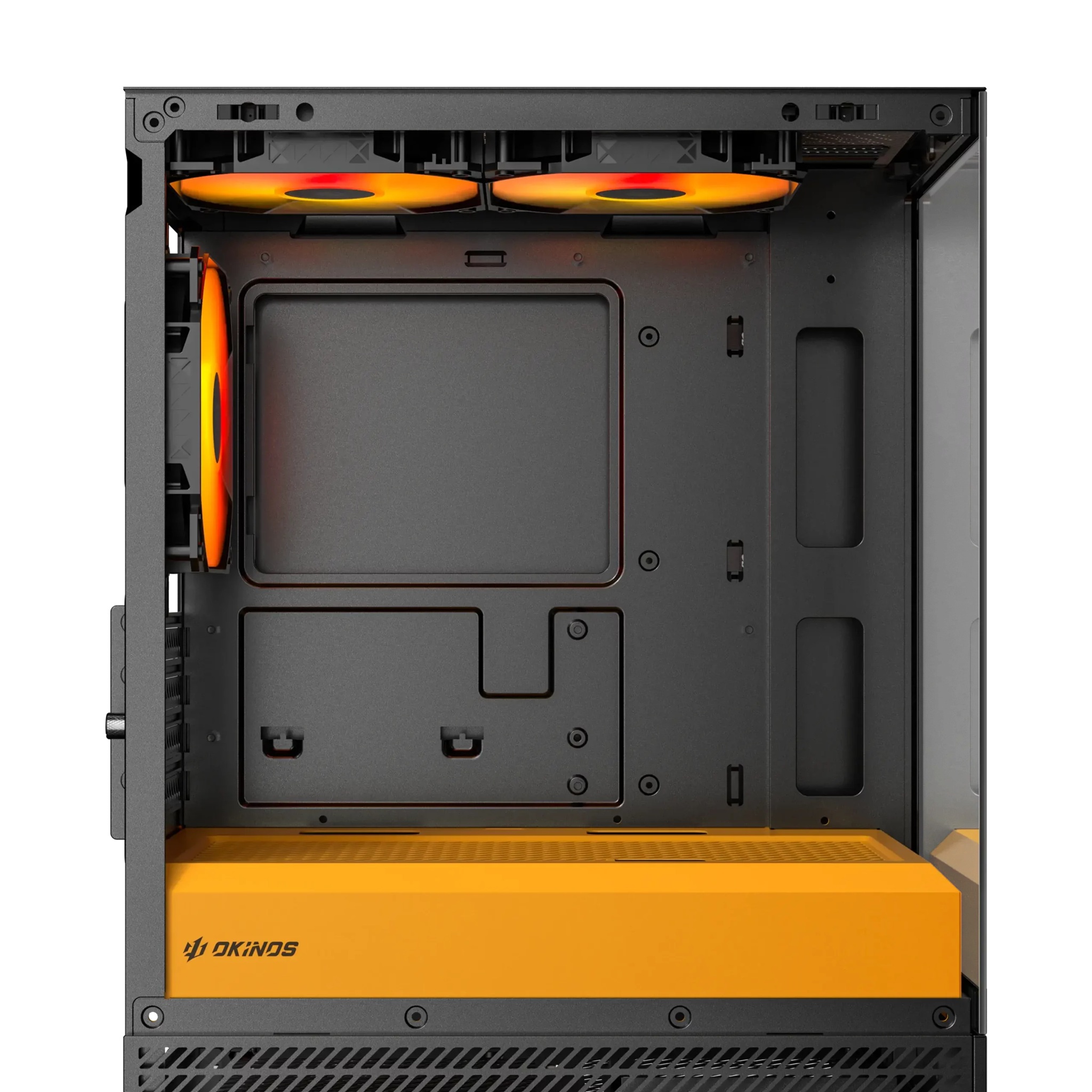 OKINOS AQUA UNO CANARY, Mini Tower, Micro-ATX/ITX, tempered glass, 3×120mm ARGB fans, USB 3.0 + Type-C, ≤309mm GPU, ≤165mm CPU cooler, steel image 3