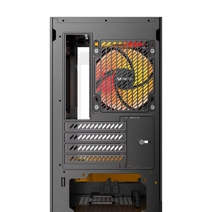 OKINOS AQUA UNO CANARY, Mini Tower, Micro-ATX/ITX, tempered glass, 3×120mm ARGB fans, USB 3.0 + Type-C, ≤309mm GPU, ≤165mm CPU cooler, steel image 4