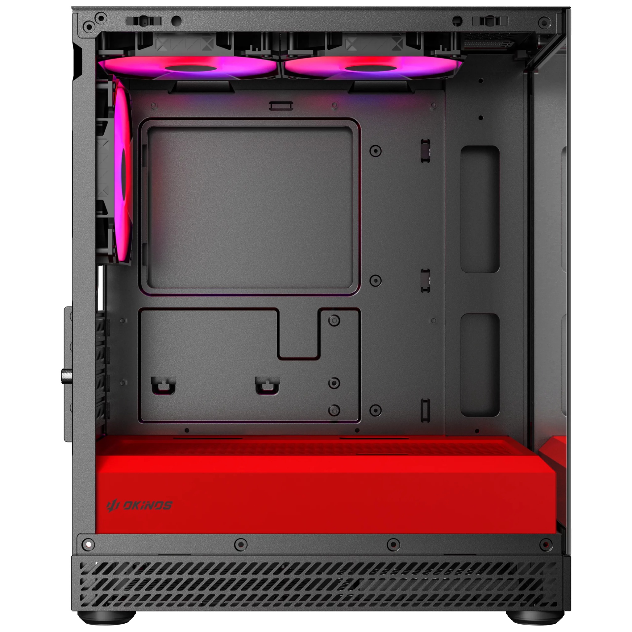 OKINOS AQUA UNO SCARLET, Mini Tower, Micro-ATX/ITX, 270° Tempered Glass, USB-C 5Gbps, 3× ARGB Fans, 309mm GPU, Dust Filters image 3