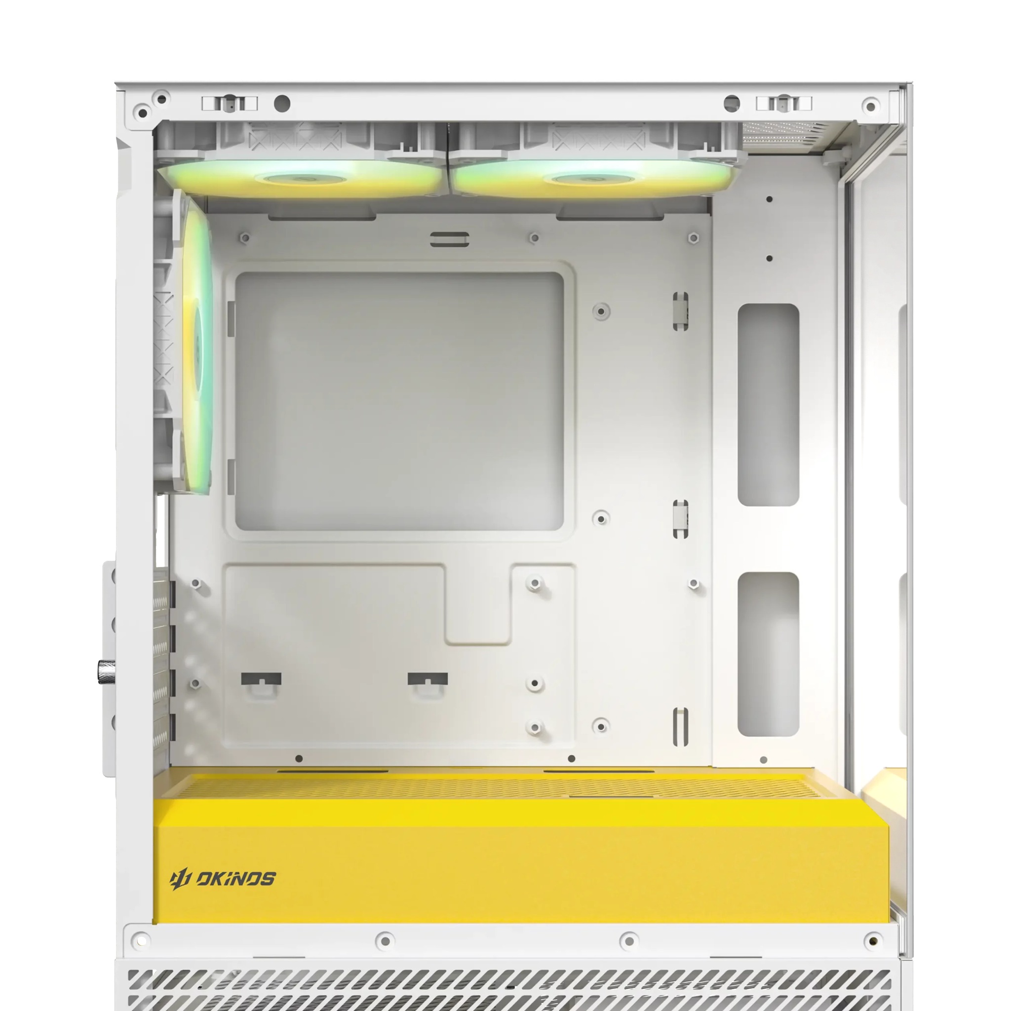 OKINOS AQUA UNO YOLK, Mini Tower, Micro-ATX/ITX, tempered glass, 3×120mm ARGB fans, USB 3.0 + Type-C, ≤309mm GPU, ≤165mm CPU cooler, steel image 3