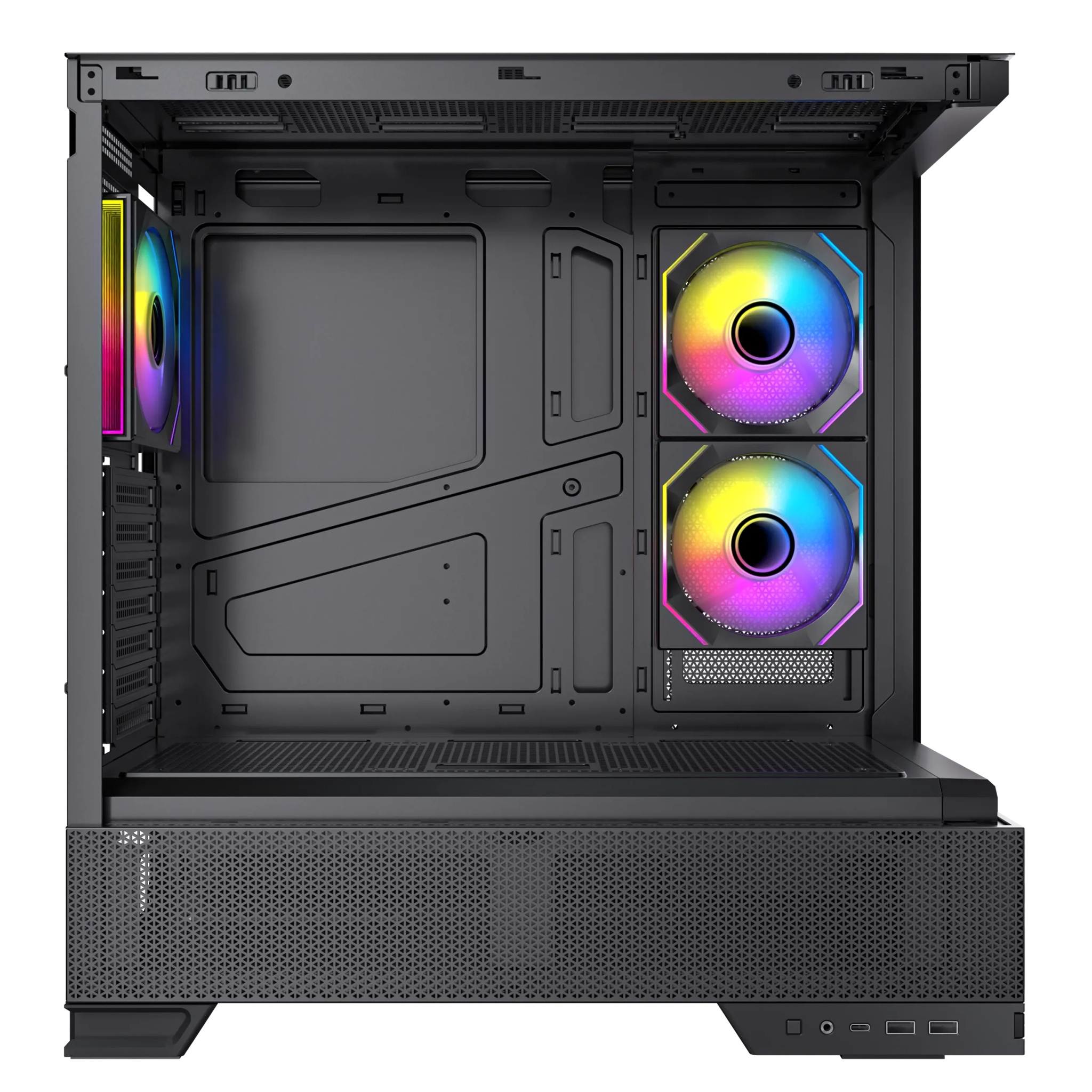 OKINOS Aqua 6 Infinity - Black, Mid Tower, ATX/Micro-ATX/ITX, 270° TG, USB-C 10Gbps, 3× ARGB PWM Fans, 360mm Rad, 435mm GPU image 3
