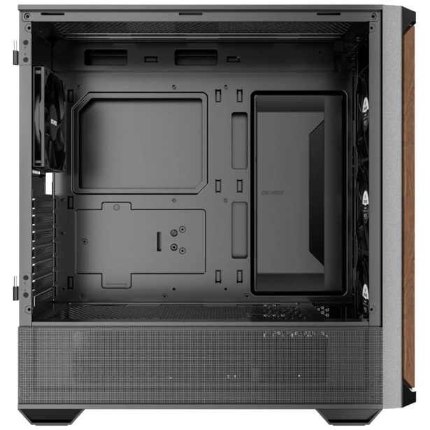 OKINOS Cypress 7 Wood, Mid Tower Gaming PC Case, ATX/M-ATX/ITX, Tempered Glass, USB-C 10Gbps, 4x120mm PWM Fans, GPU ≤415mm, CPU ≤165mm image 3