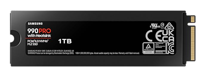 Samsung 990 Pro 1TB with Heatsink Gen4 NVMe SSD 7450MB/s 6900MB/s R/W 1550K/1200K IOPS 600TBW 1.5M Hrs MTBF for PS5 5yrs Wty image 2