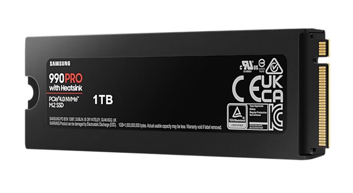 Samsung 990 Pro 1TB with Heatsink Gen4 NVMe SSD 7450MB/s 6900MB/s R/W 1550K/1200K IOPS 600TBW 1.5M Hrs MTBF for PS5 5yrs Wty image 4