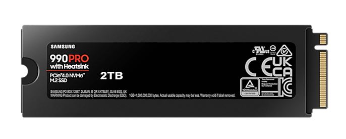 Samsung 990 Pro 2TB with Heatsink Gen4 NVMe SSD 7450MB/s 6900MB/s R/W 1550K/1200K IOPS 1200TBW 1.5M Hrs MTBF for PS5 5yrs Wty image 2