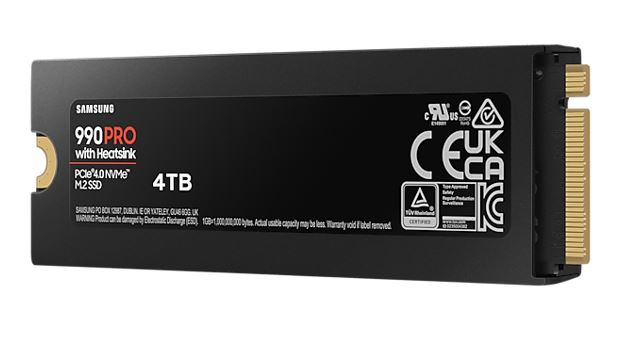 Samsung 990 Pro 4TB with Heatsink Gen4 NVMe SSD 7450MB/s 6900MB/s R/W 1600K/1550K IOPS 2400TBW 1.5M Hrs MTBF for PS5 5yrs Wty image 4