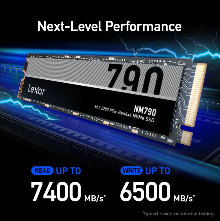 Lexar LNM790X001T-RNNNG Internal SSD 1TB M.2 2280 PCIe Gen 4x4 NVMe SSD up to 7400MB/s read, 6500MB/s write TLC image 2