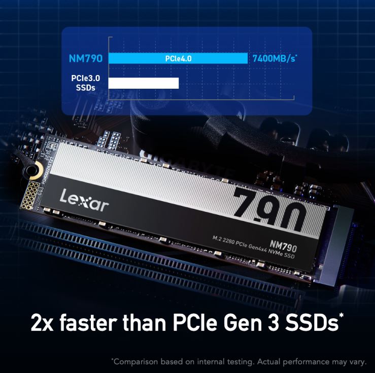 Lexar LNM790X002T-RNNNG Internal SSD 2TB M.2 2280 PCIe Gen 4x4 NVMe SSD up to 7400MB/s read, 6500MB/s write TLC- 5 year limited warranty image 3