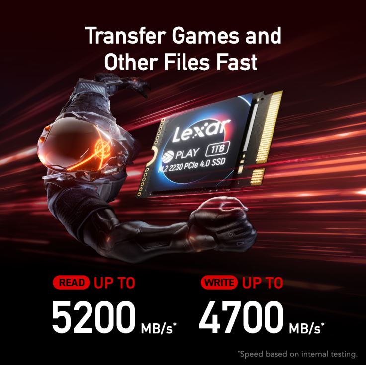 Lexar LNMPLAY001T-RNNNG Internal SSD Play 1TB M.2 2230 PCIe Gen 4x4 NVMe SSD up to 5200MB/s read, 4700MB/s write - 5 year limited warranty image 3