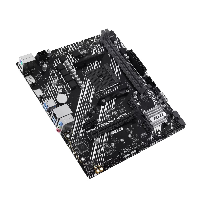 ASUS AMD PRIME B550M-K ARGB (Ryzen AM4) Micro-ATX Motherboard, DDR4 64GB, PCIe 4.0, 2× M.2, 1GbE, Aura Sync image 3