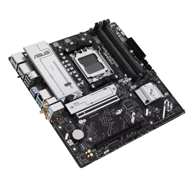 ASUS AMD PRIME B650EM-A WIFI (AM5) mATX Motherboard, DDR5 256GB, 1x PCIe 5.0 x16, 3x M.2 slots, 4x SATA, Wi-Fi 6, 2.5Gb LAN, 1x HDMI, 2x DP image 3