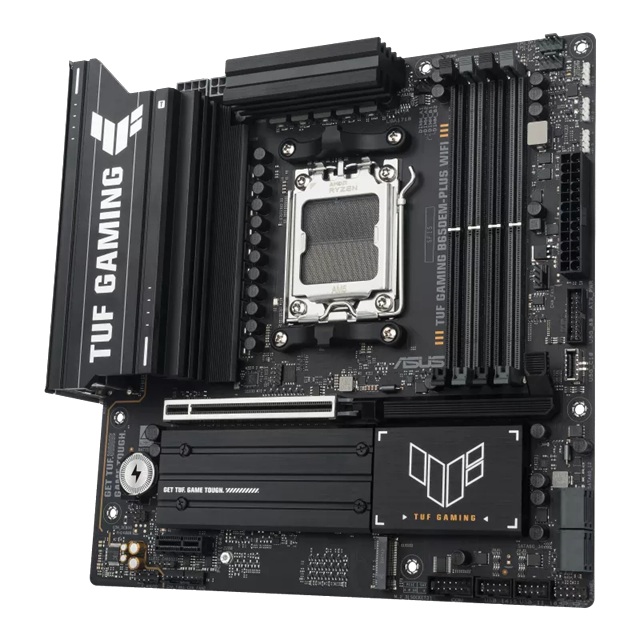 ASUS AMD TUF GAMING B650EM-PLUS WIFI (AM5) Micro-ATX Motherboard, DDR5 256GB, 1x PCIe 5.0 x16, 3x M.2, 4x SATA, Wi-Fi 6E, 2.5Gb LAN, 1x HDMI, 1x DP image 2
