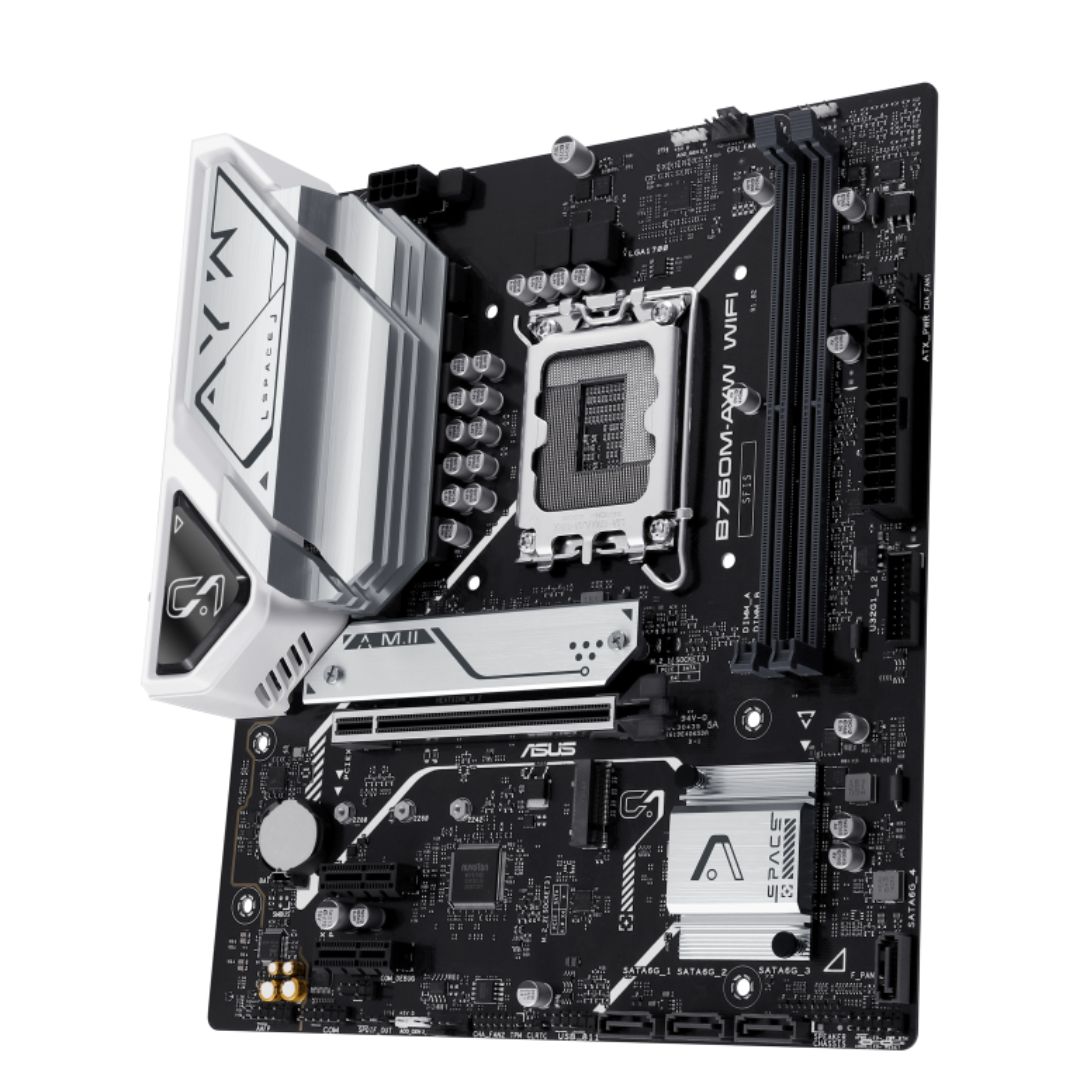 ASUS B760M-AYW WIFI Intel LGA1700 mATX Motherboard, DDR5 96GB 8000(OC), PCIe 4.0, 2xM.2, 2.5GbE, WiFi 6, HDMI 4K60 image 2