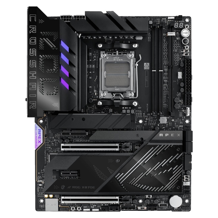 ASUS AMD ROG CROSSHAIR X870E APEX (AM5) ATX Motherboard, DDR5, 18+2+2 Power Stages, AI Cache Boost, PCie 5,0 2x X16, 3x M.2, USB 4, Wi-Fi 7