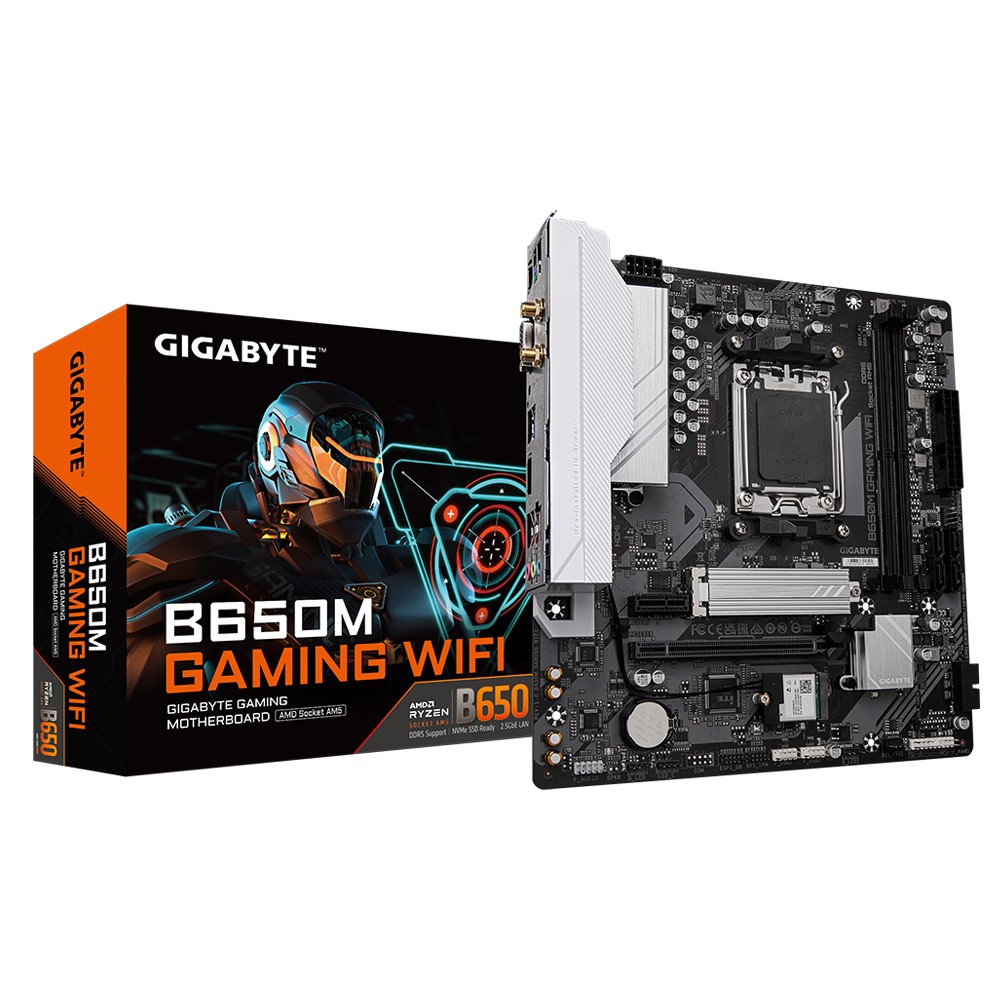 Gigabyte B650M GAMING WIFI, AMD AM5, 2 x DDR5 up to 128 GB, 1 x HDMI, 1 x PCI Express x16, 1 x PCI Express x1, 1 x M.2, 4 x SATA, 4 x USB 3.2