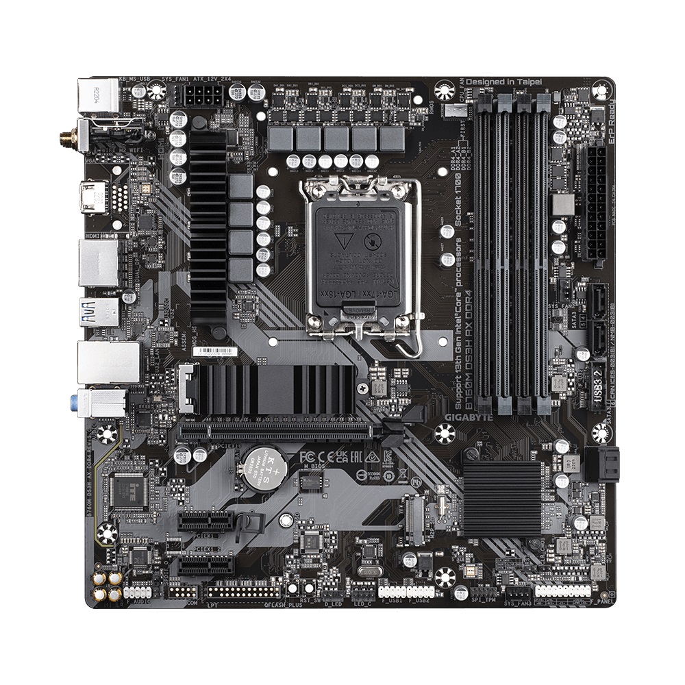 Gigabyte B760M DS3H AX DDR4 Intel LGA 1700 m-ATX Motherboard, 4x DDR4 ~128GB, 1x PCI-E x16, 1x PCI-E x1, 2x M.2, 4x SATA, 3x USB 3.2, 2x USB 2.0, 1x T image 2