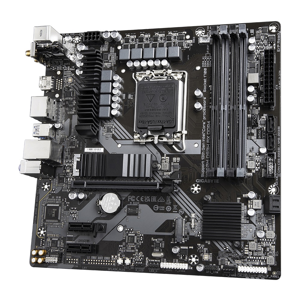 Gigabyte B760M DS3H AX DDR4 Intel LGA 1700 m-ATX Motherboard, 4x DDR4 ~128GB, 1x PCI-E x16, 1x PCI-E x1, 2x M.2, 4x SATA, 3x USB 3.2, 2x USB 2.0, 1x T image 3