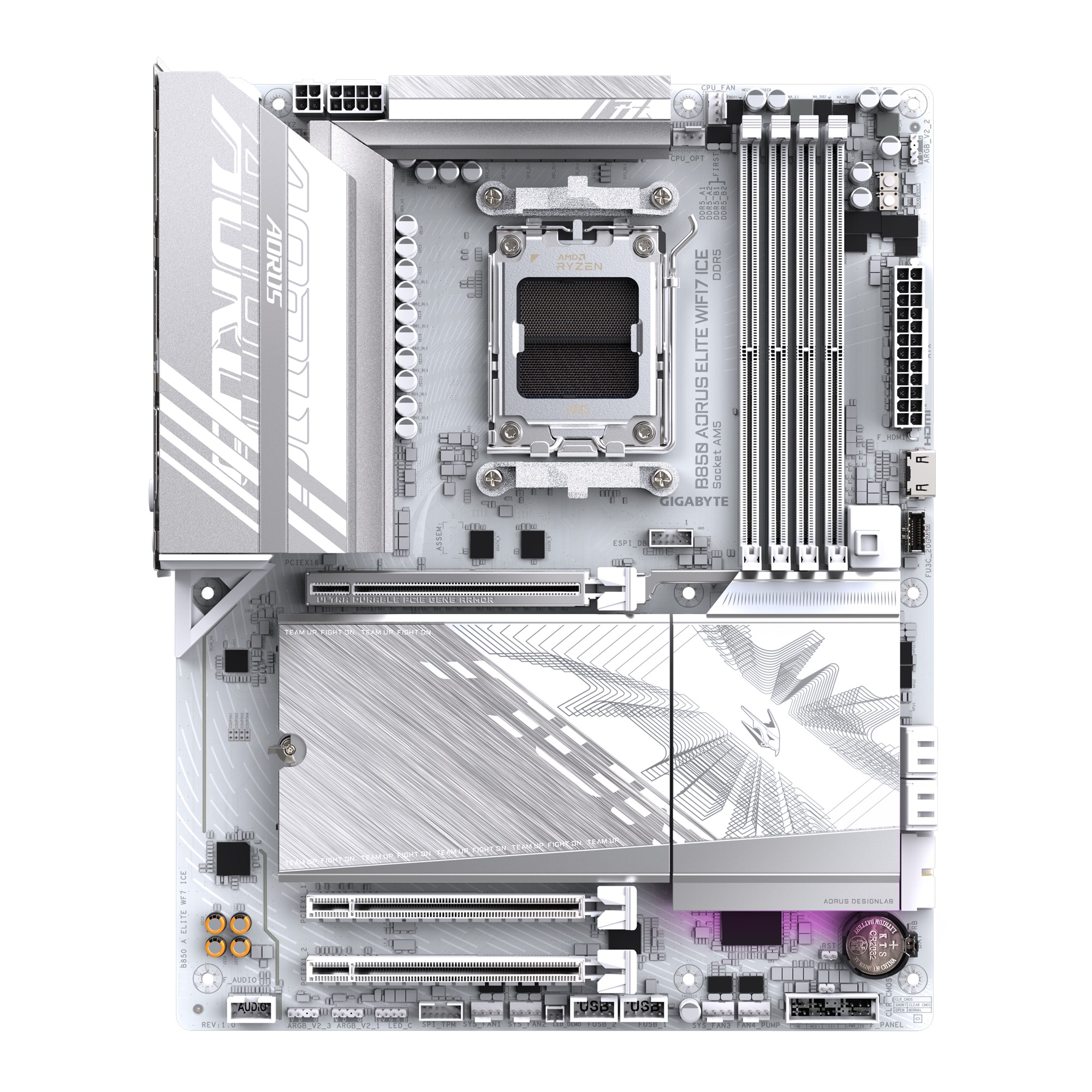 Gigabyte B850 A ELITE WF7 ICE 1.0 , AMD AM5, 1 x HDMI, 3 x PCI Express x16, 3 x M.2, 4 x SATA, 9x USB 3.2 image 2
