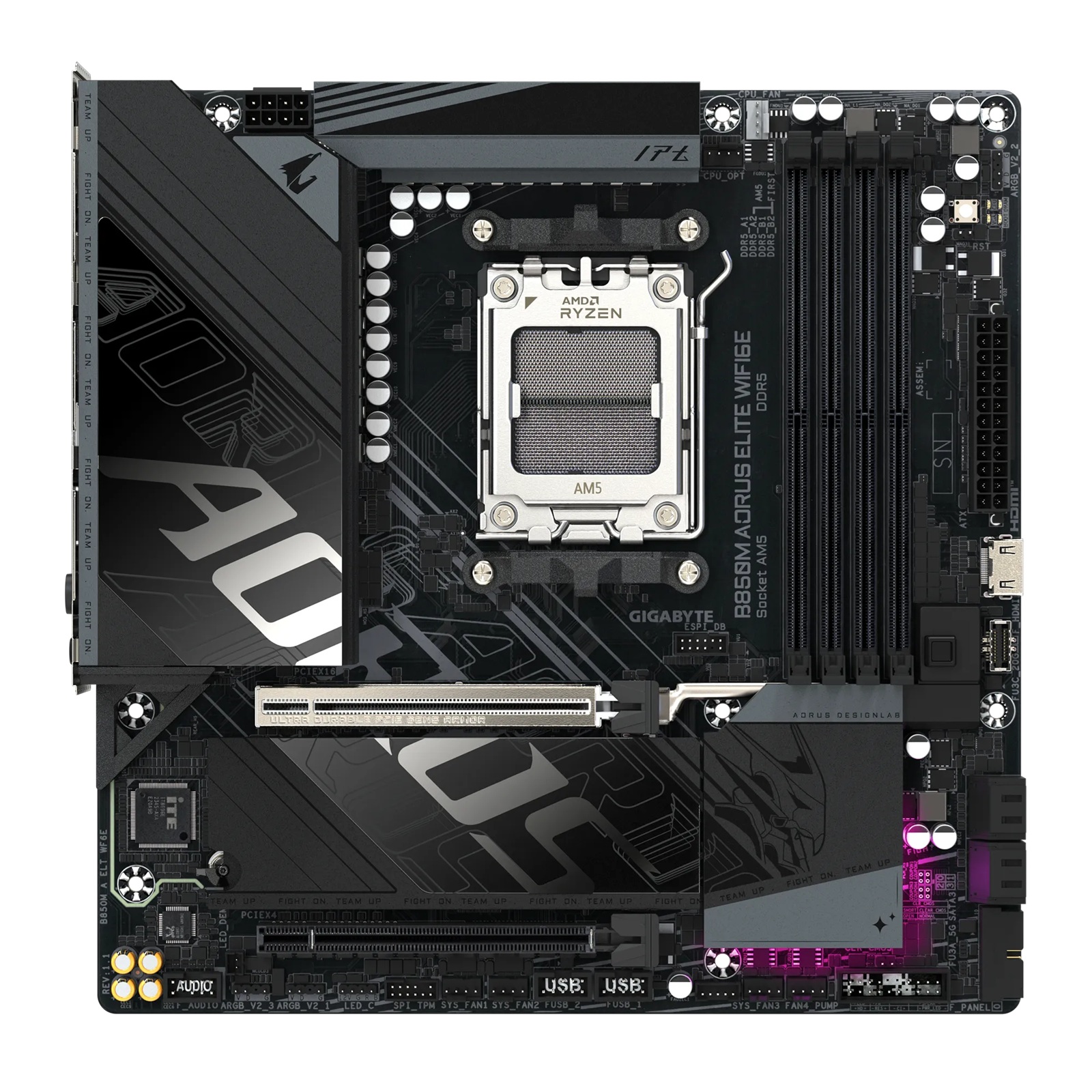 Gigabyte B850M A ELT WF6E, AM5 board with B850 chipset, DDR5 256GB, 16x PCIe5, dual M.2, 2.5GbE, Wi-Fi 6E, DP, rich USB SATA, 7.1 audio support image 2