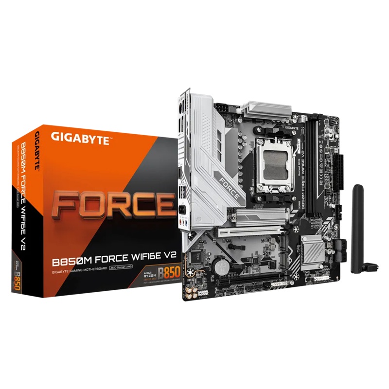 Gigabyte B850M FORCE  WIFI6E V2, AMD AM5, 2 x DDR5 up to 128 GB, 1 x HDMI, 2 x PCI Express x16, 3 x M.2, 5x USB 3.2, 6x USB 2.0, 5GbE LAN