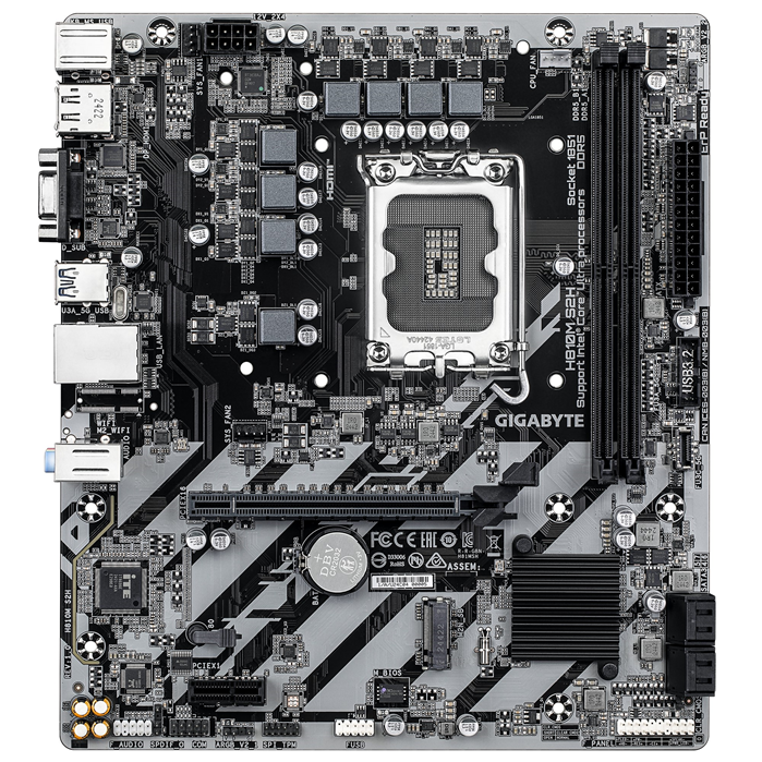 Gigabyte H810M S2H  Intel LGA 1851 ATX Motherboard, 2x DDR5 ~128GB, 1x PCI-E x16, 1x PCI-E x1, 1x M.2, 4x SATA, 3x USB 3.2, 3x USB 2.0 image 2