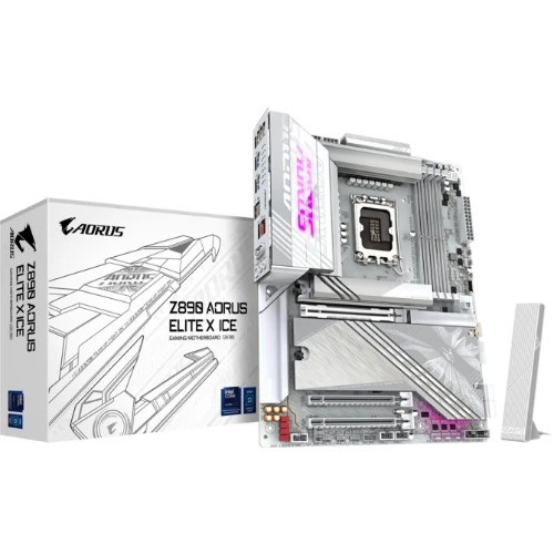 Gigabyte Z890 AORUS ELITE X ICE MB Intel LGA 1851 ATX Motherboard, 4x DDR5 ~256GB, 3x PCI-E x16, 4x M.2, 4x SATA,  5x USB 3.2, 1x USB-C, 4x USB 2.0